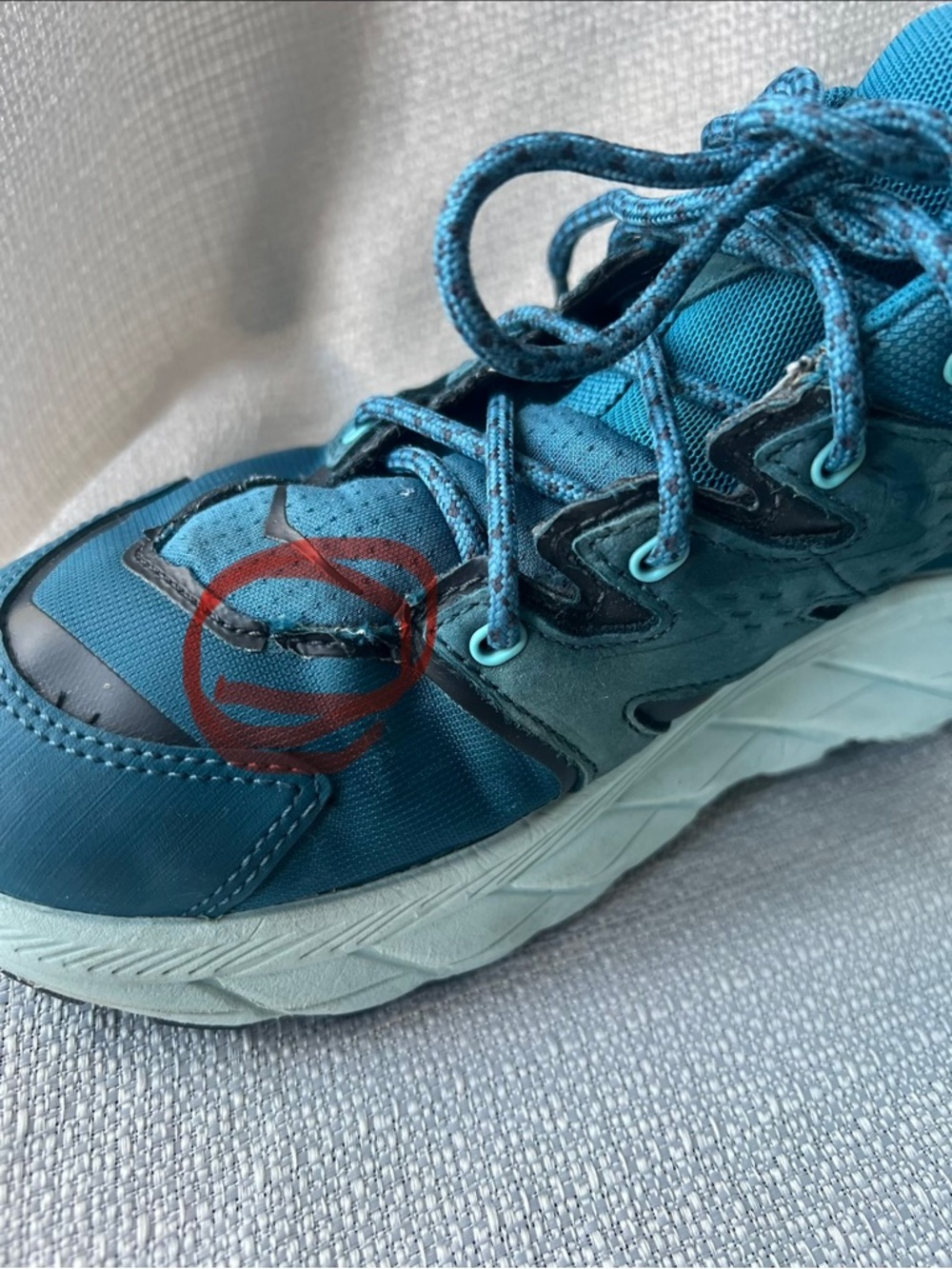 Hoka Teal and Light Aqua Trail Shoe - Picture 12 of 16